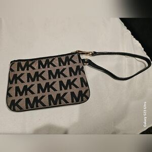 Michael Kors Black and Brown Logo Wristlet